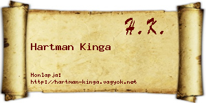 Hartman Kinga névjegykártya